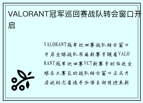 VALORANT冠军巡回赛战队转会窗口开启